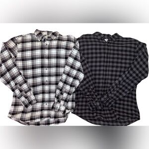 Men's Plaid Button-Up Shirts - Black and Gray Croft & Barrow, Men’s Large